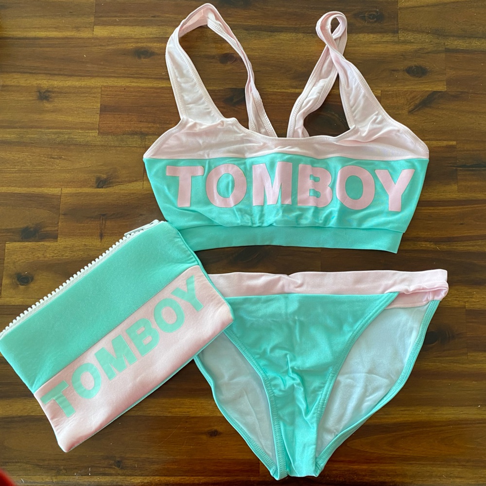 FILLES À PAPA Tomboy Bikini Set in Pink and Mint